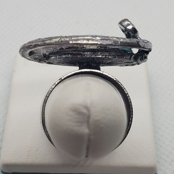 Adjustable Silver Tone & Blue Tentacle Ring - Picture 2 of 3